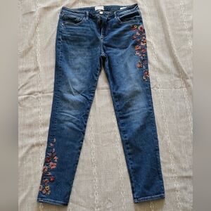 Embroidered Blue Jeans Jackie Skinny  High Rise